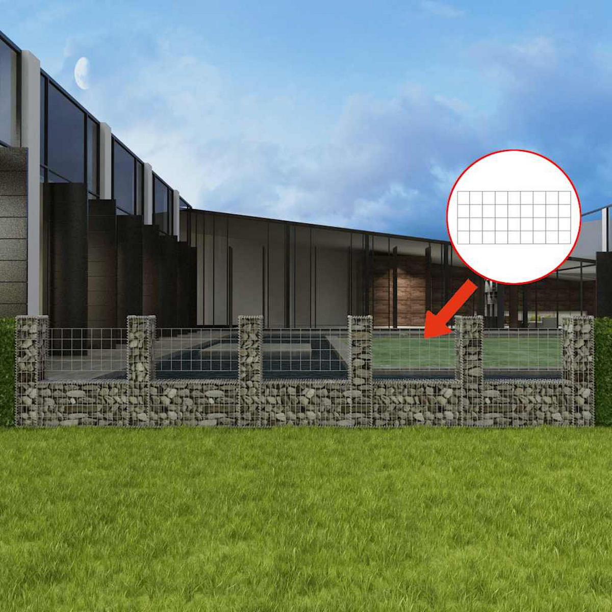 GABIONENKORB U-Form Stahl 570/20/100 Cm - Silberfarben, Metall (20/100cm) - vidaXL