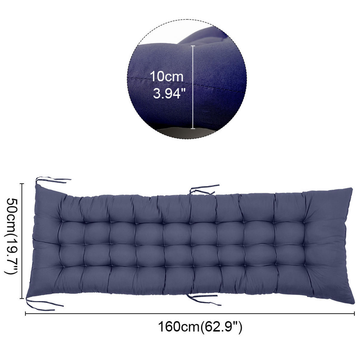 SONNENLIEGENAUFLAGE für Garten- und Terrassenstühle aus Polyester Schaumstoff in Dunkelblau 160 cm B x 50 cm - Dunkelblau, Textil (50/160cm) - Livingandhome