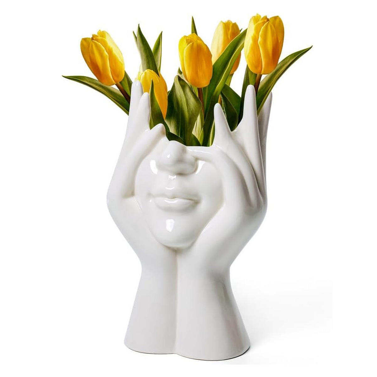 VASE 19 cm Keramik - Weiß, Keramik (19cm) - LIBRATON
