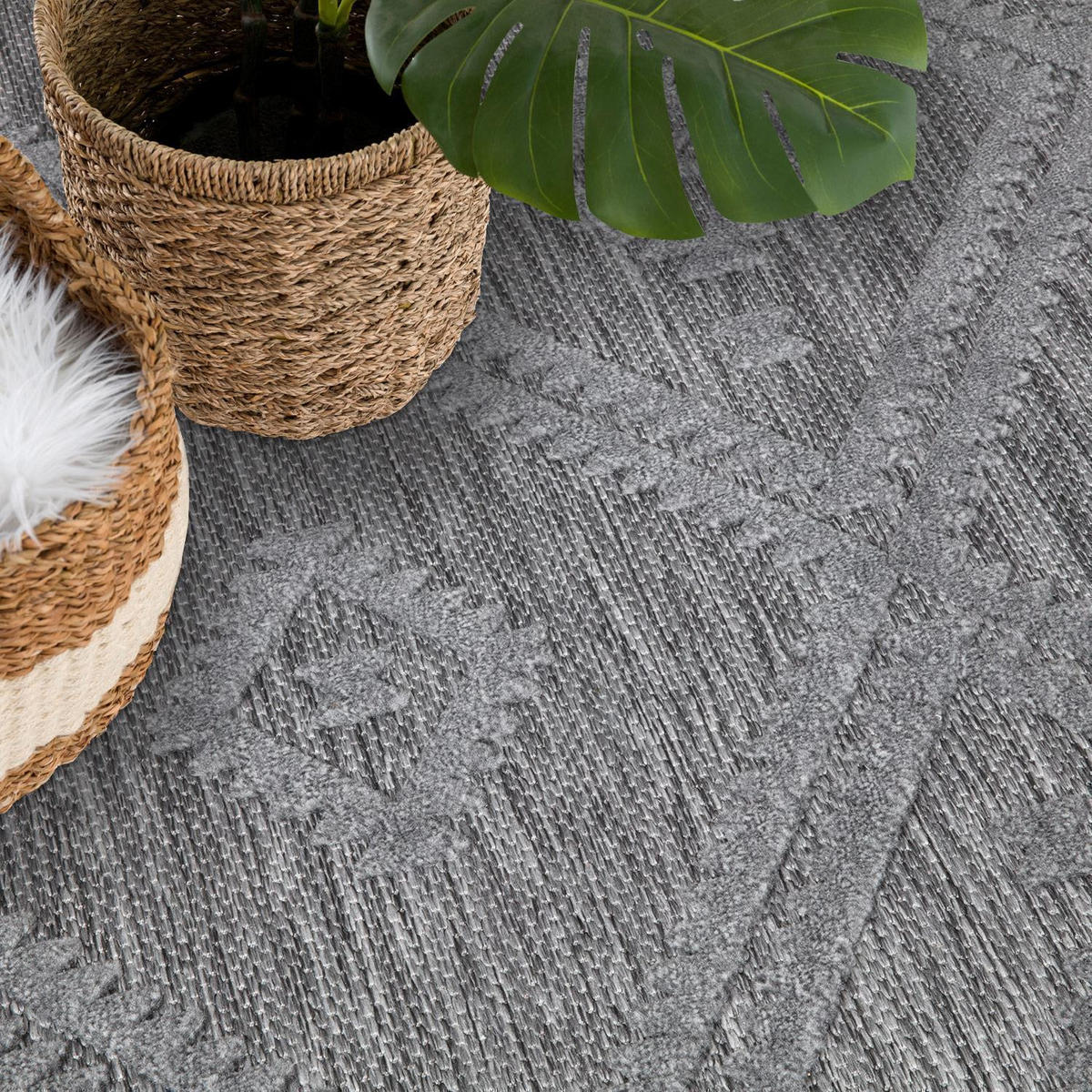OUTDOOR-TEPPICH Santorini 454 Anthrazit 200x290 cm - Anthrazit, Textil (200/290cm) - carpet city