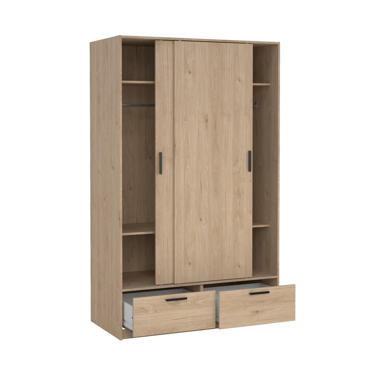 KLEIDERSCHRANK, Line, Nussbaum, Holzwerkstoff / Metall / Kunststoff, 122 x 61 x 201 cm - Nussbaumfarben, Holzwerkstoff/Metall (122/201/61cm) - ebuy24