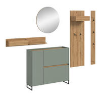 GARDEROBE Flow (B/H/T: ca. 236/197/32 cm) 5 tlg. in Salbei/Salbei - Salbeigrün, Holzwerkstoff (236/197/32cm) - Homes & Jones