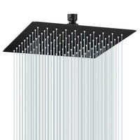 DUSCHKOPF 25 cm Quadrat Schwarz Edelstahl Wassersparend Antikalk - Schwarz, Metall (24.7/12.7/24.7cm)