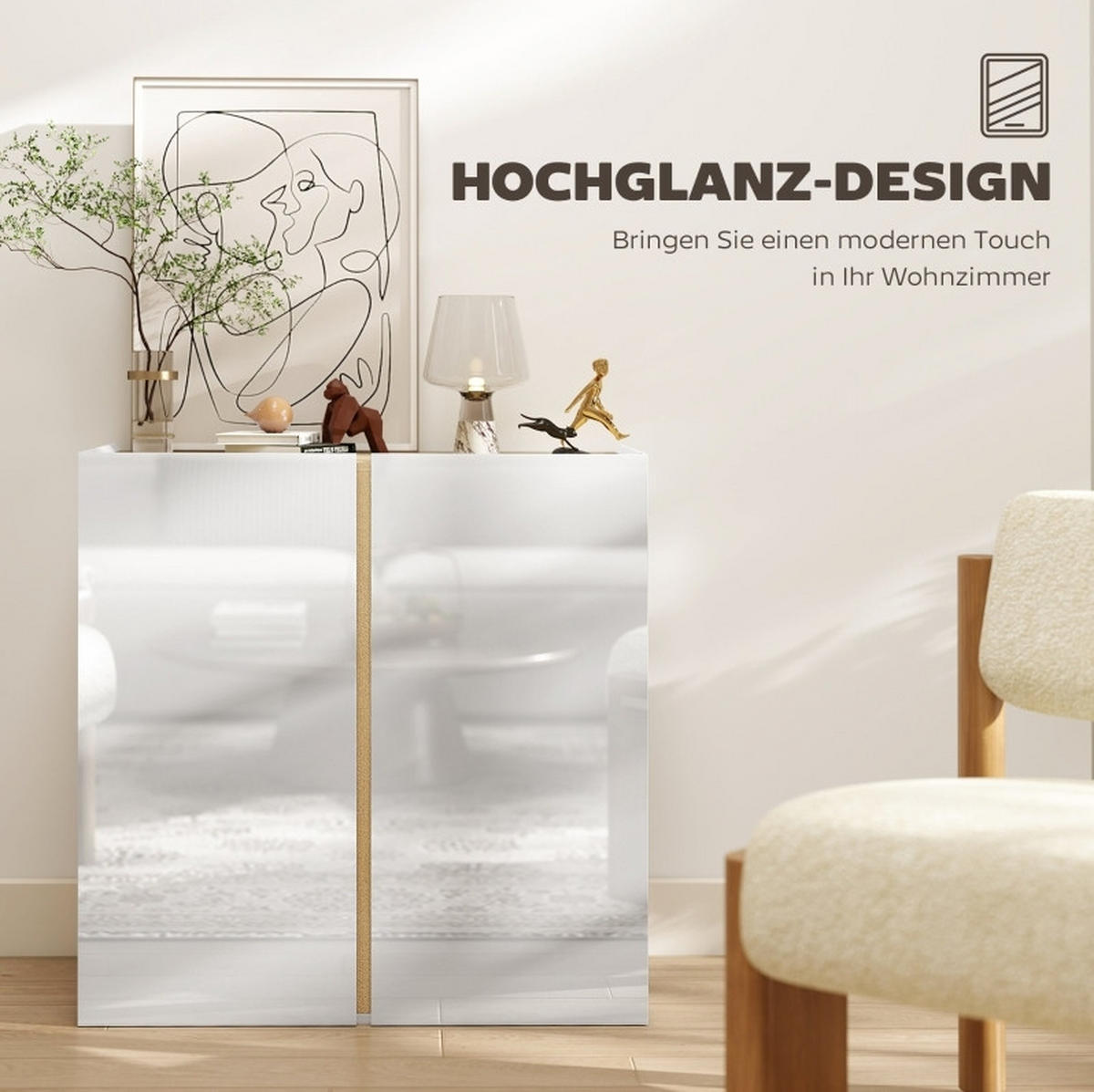 SIDEBOARD 80/40/80 cm aus Holzwerkstoff mit Sanftschluss-Türen Weiß - Weiß, Holz (80/80/40cm) - Modenvie