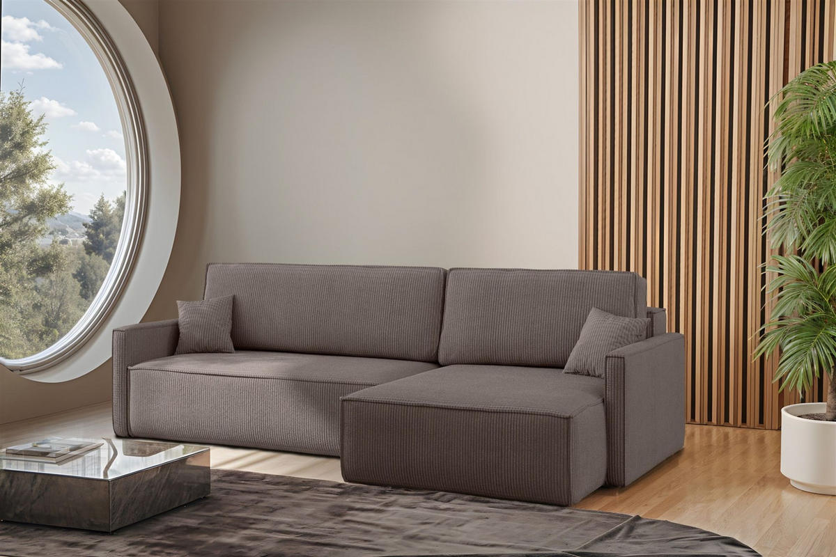 ECKSOFA Louis Scala - Taupe, Holzwerkstoff/Textil (250/142cm) - Fun Möbel