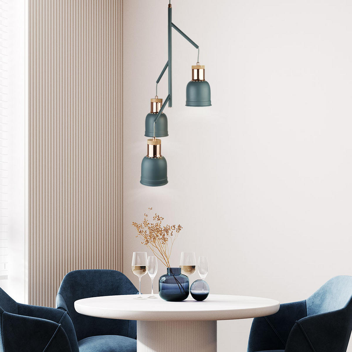 HÄNGELEUCHTE BARHAM Grau Matt Kupfer - Grau, Metall (38/38/177cm)