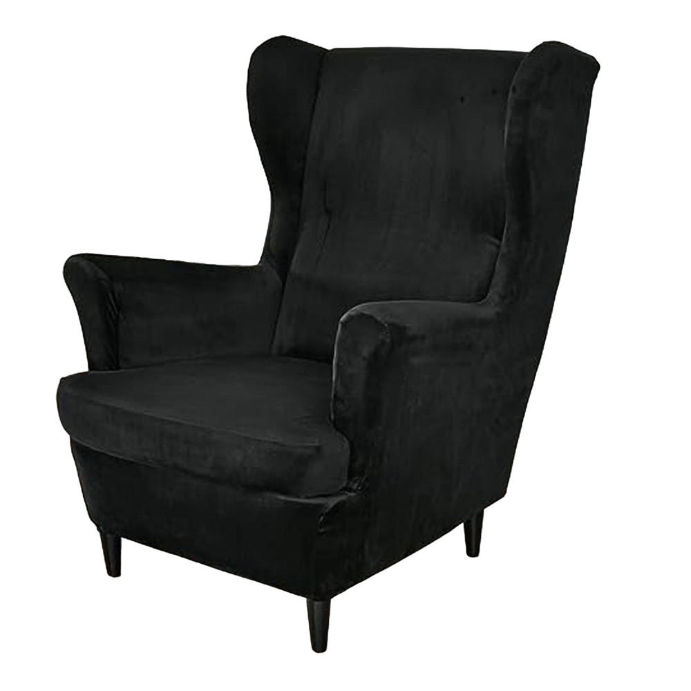 OHRENSESSEL ÜBERZUG Einfarbig Samt 2-Teilig - Schwarz, Textil (92/80cm) - Kaket