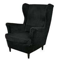 OHRENSESSEL ÜBERZUG Einfarbig Samt 2-Teilig - Schwarz, Textil (92/80cm) - Kaket