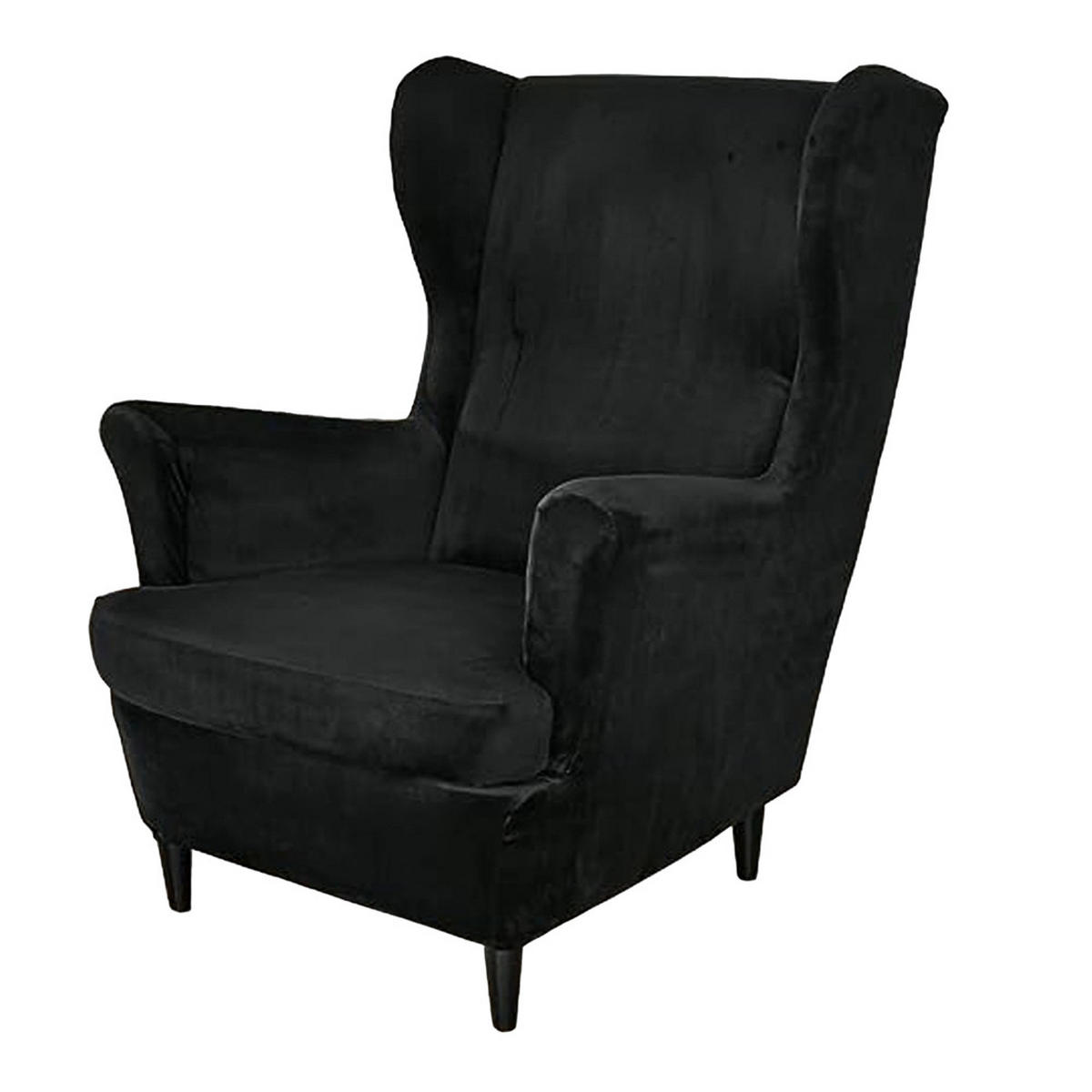 OHRENSESSEL ÜBERZUG Einfarbig Samt 2-Teilig - Schwarz, Textil (92/80cm) - Kaket