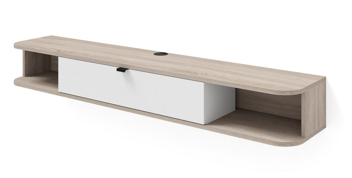 TV LOWBOARD Sonoma Eiche, Weiß 156/20/29 - Weiß/Sonoma Eiche, Holzwerkstoff (156/20/29cm) - RAUMHIRSCH FURNITURE