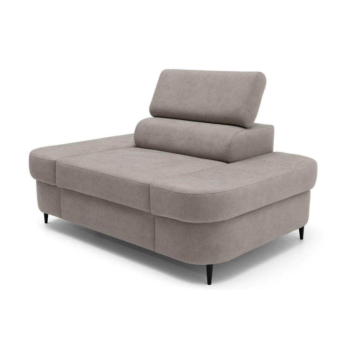 SESSEL PRIAM mit verstellbare Kopfstütze Velours Beige - Beige/Schwarz, Holz/Textil (145/97/105cm) - Muffo