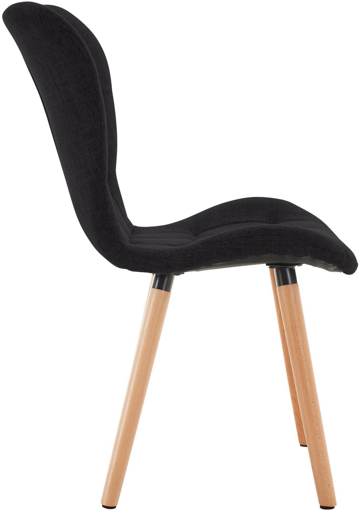 STUHL 2er Set Stoff schwarz - Eukalyptusholzfarben/Schwarz, Holz/Textil (50/88/63cm) - CLP
