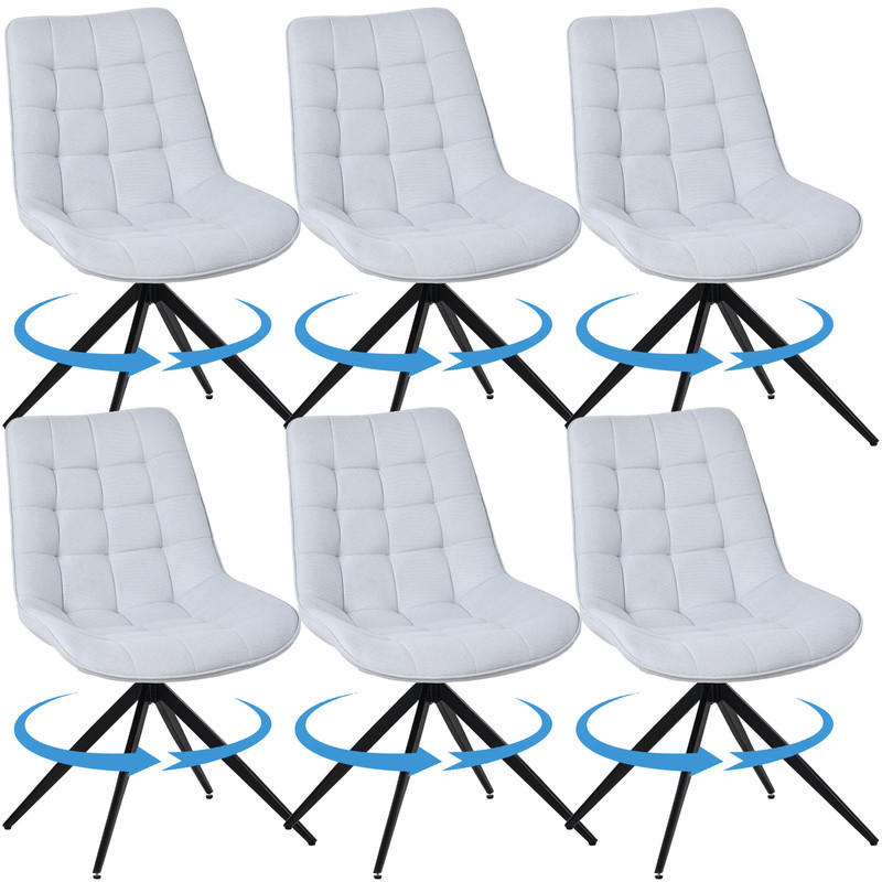 ESSZIMMERSTUHL-SET 6 Stück mit Drehfunktion aus Stoff(YZ4) - Hellblau, Textil (53/85.5/62cm) - HOMAVO