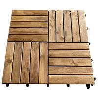 TERRASSENFLIESE - 6er Set - 50x50 cm - Akazie massiv / Polypropylene - Braun - Akaziefarben, Holz/Kunststoff (50/50/2.4cm) - home24