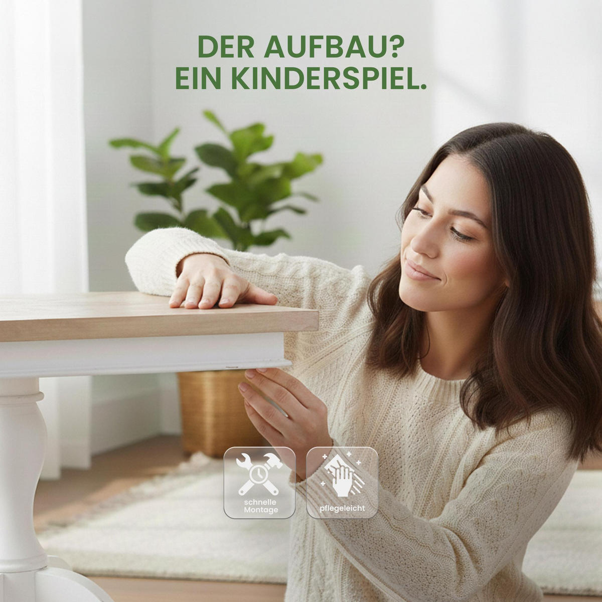 BEISTELLTISCH eckig 70/70/75 cm Holz Natura/Weiß - Eukalyptusholzfarben/Weiß, Holz (70/70/75cm) - CLP