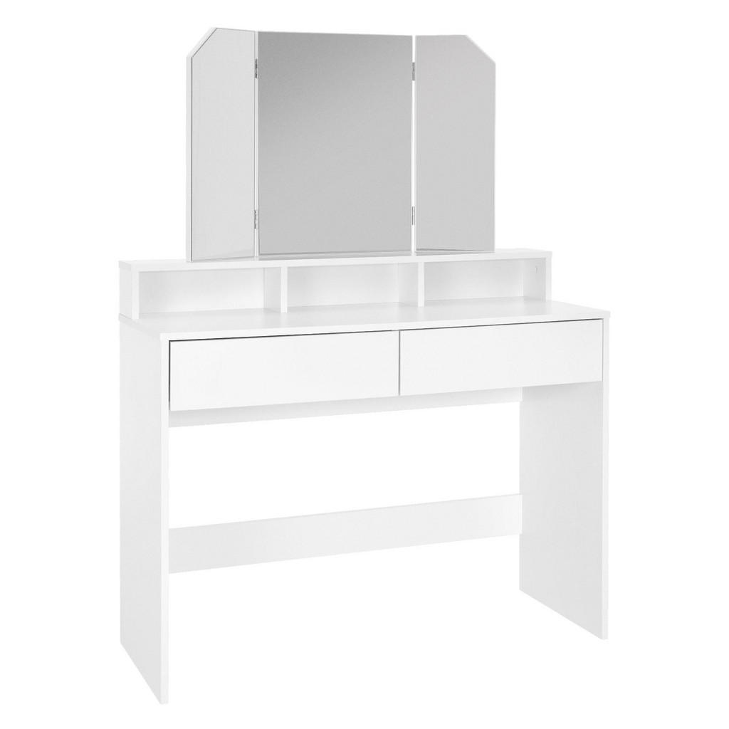 ML-DESIGN TOALETNÍ STOLEK 100 cm bílý s 3dílným sklopným zrcadlem a 2 zásuvkami
