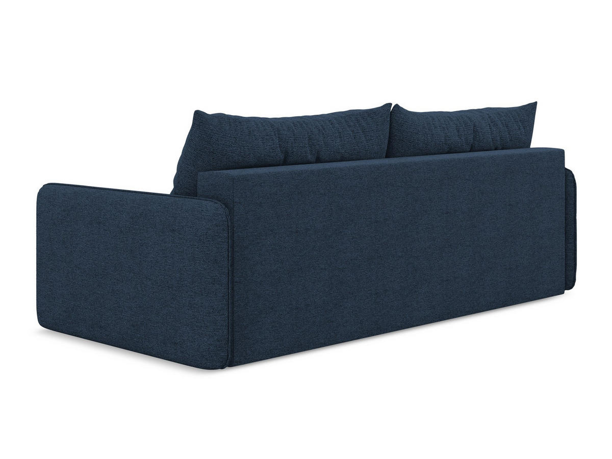 3-SITZER SOFA mit Schlaffunktion Chenille Stoff Blau - Blau/Schwarz, Kunststoff/Textil (216/86/105cm) - Makamii