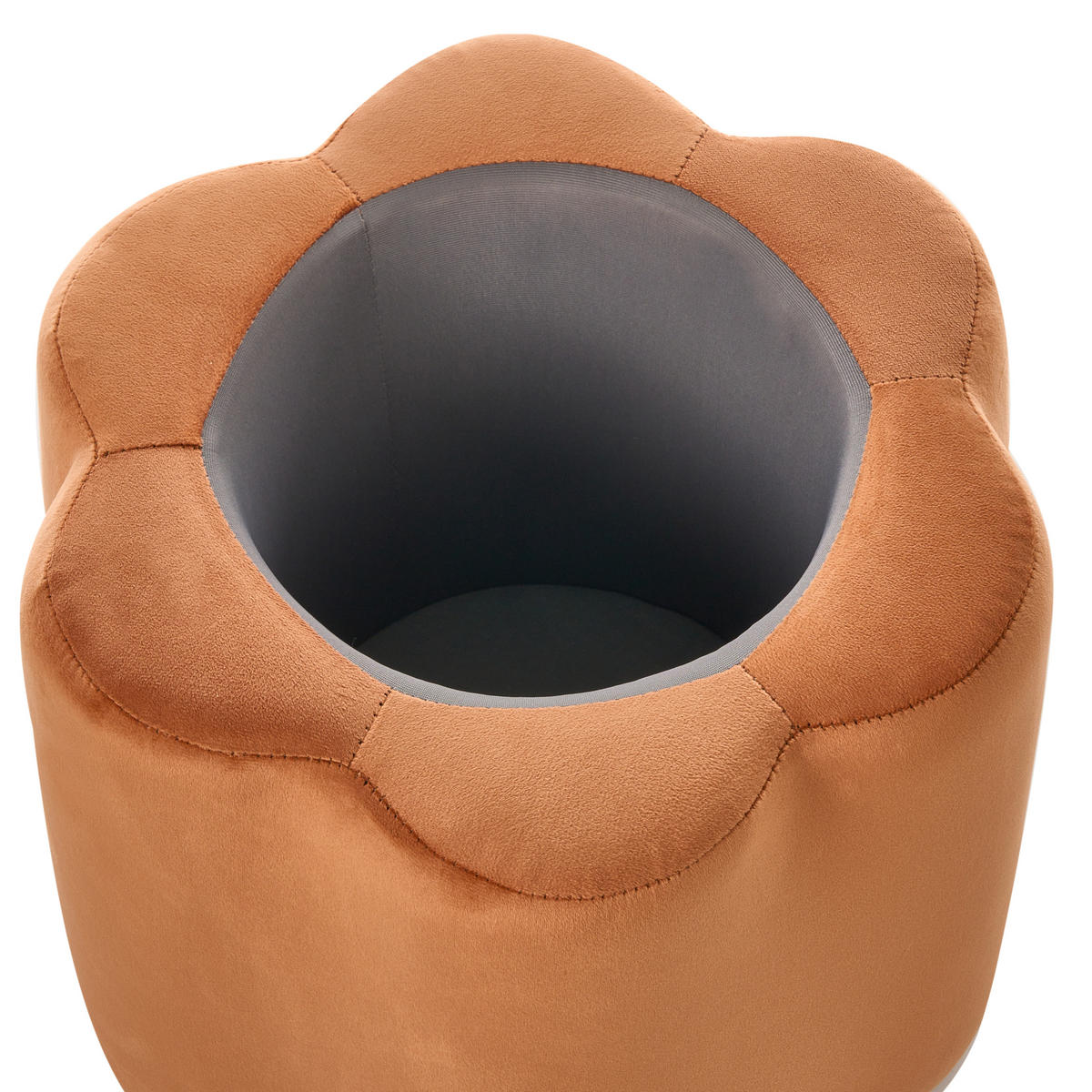 KINDERHOCKER mit Stauraum Samtstoff Orange Blume Flower - Schwarz/Orange, Textil (40/38/40cm) - Beliani