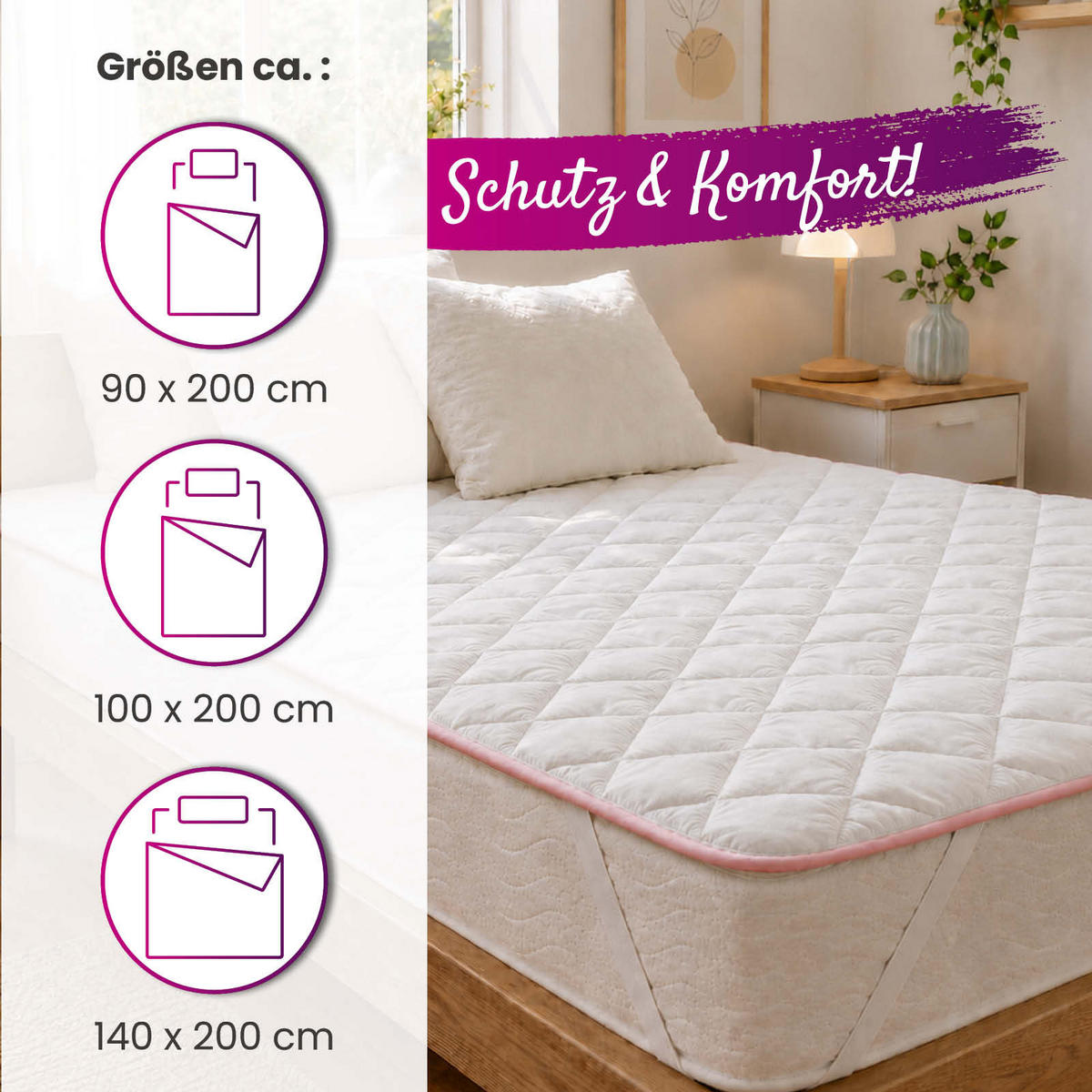 MATRATZENSCHONER 100x200 Special rosa - Rosa, Textil (100/200cm) - wometo