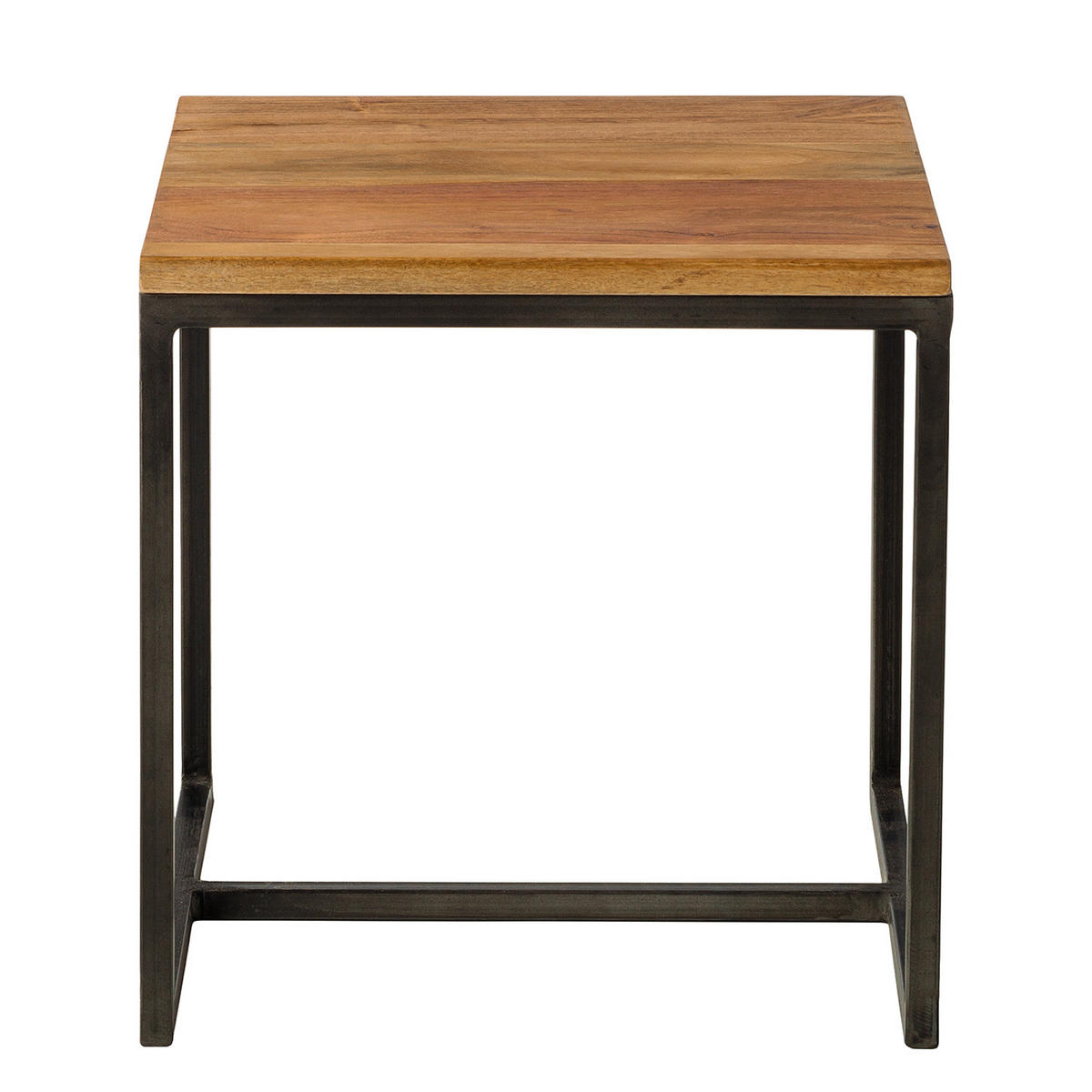 BEISTELLTISCH - Akazie massiv / Eisen - Akaziefarben, Holz/Metall (35/35/35cm) - home24