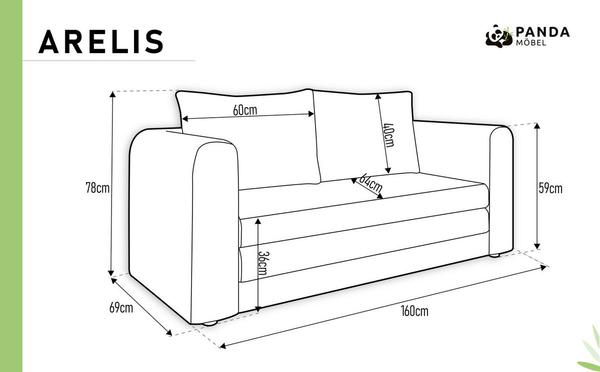 SCHLAFSOFA Arelis Schlafsofa mit Bettfunktion, dunkelgrau - Dunkelgrau, Holz (160/78/69cm) - Panda Möbel