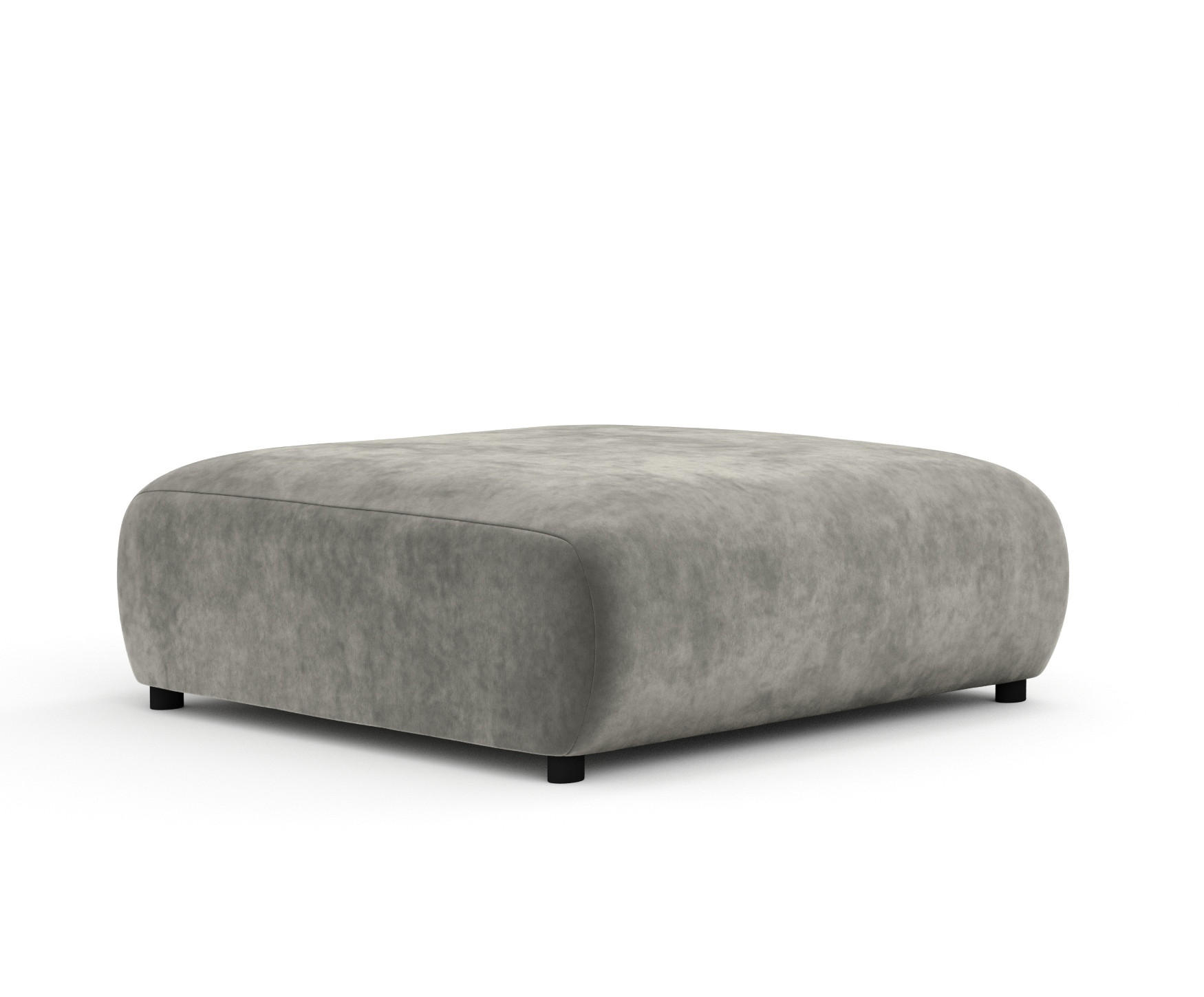 POUF L Zanzibar Grau Samtstoff - Schwarz/Grau, Holz/Holzwerkstoff (110/37/110cm) - Maison de Reve