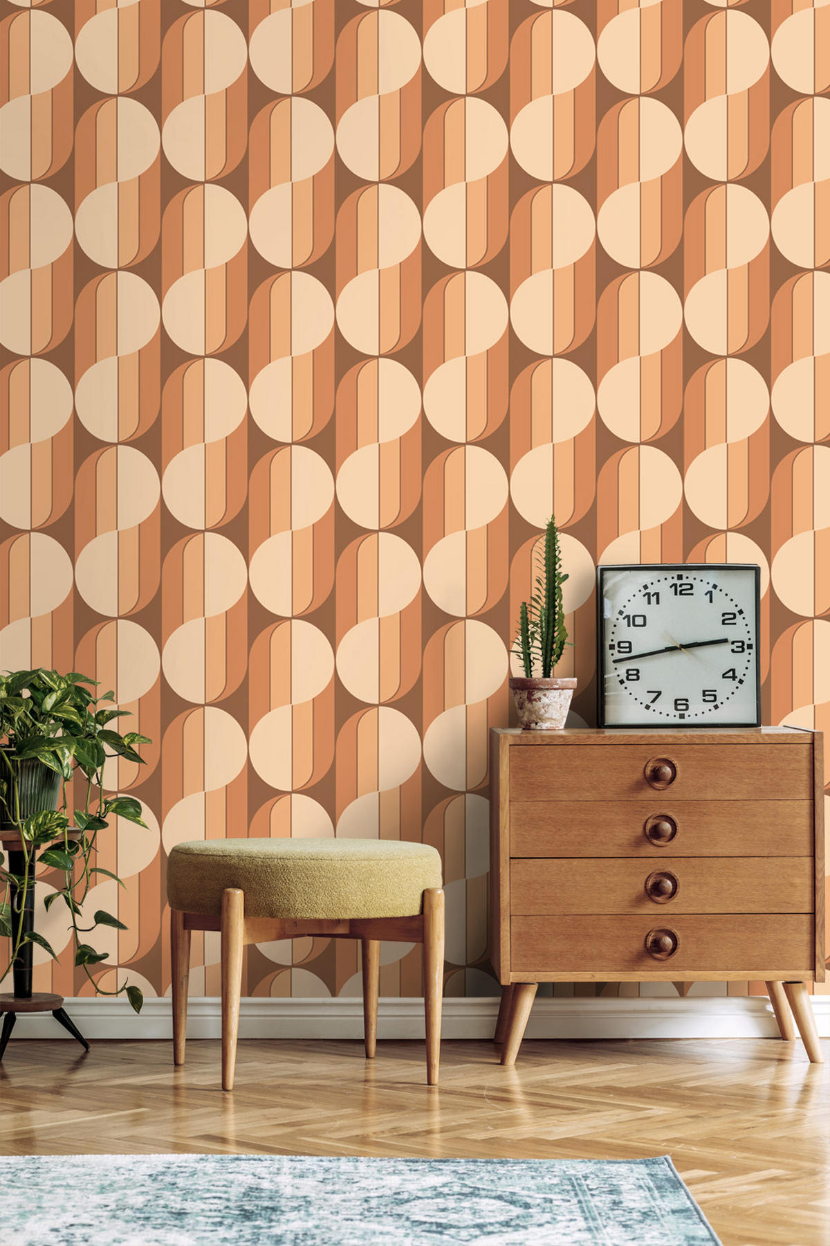 TAPETE Retro-Ornamente 50 x 900 cm - Terracotta, Papier (50/900cm) - ESTAhome