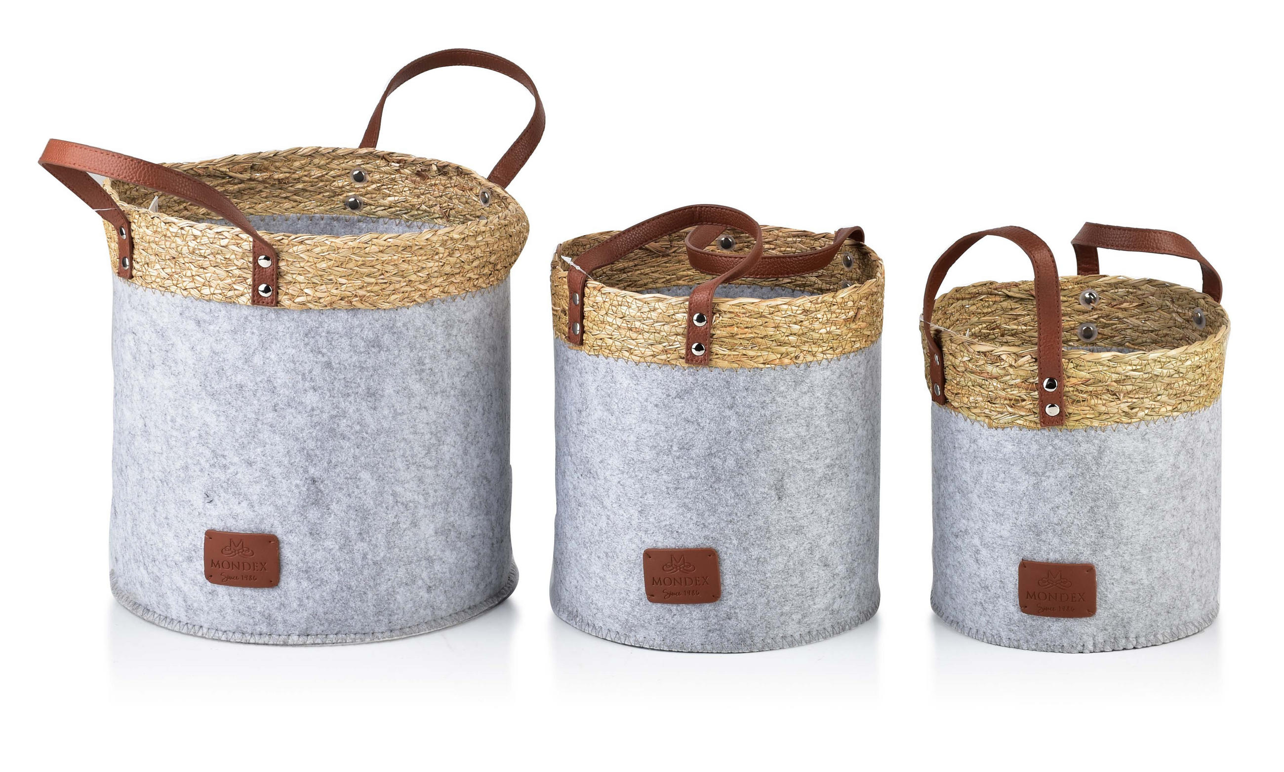 KORB Amparo 3er Set grau 28/28/28cm Stoff - Grau, Kunststoff (28/28/28cm) - Mondex