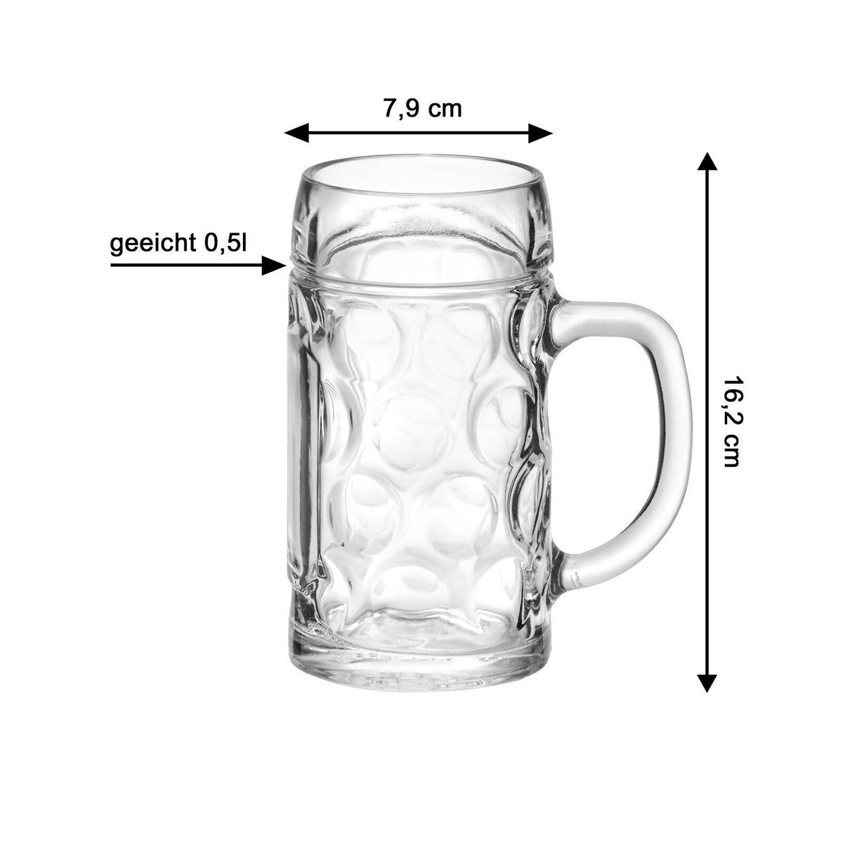 BIERKRÜGE GEEICHT München transparent 0,5 Liter 12er Set - Transparent, Glas (0.5L) - Van Well