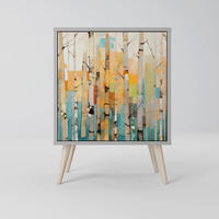 SIDEBOARD BIRCH KALEIDOSCOPE, Grau, 57,5x42x77,5 cm, Schräge Buchenholzfüße - Buchefarben/Multicolor, Holzwerkstoff/Buchenholz (57.5/77.5/42cm) - SpaceRebels