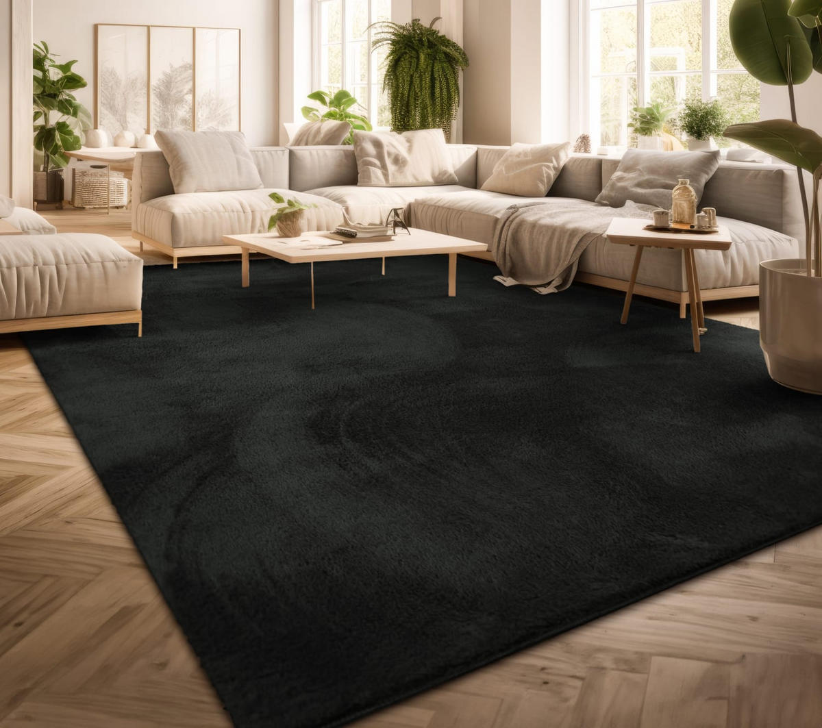 FLACHWEBETEPPICH Schwarz 240 x 340 cm - Schwarz, Kunststoff (240/340cm) - TT Home