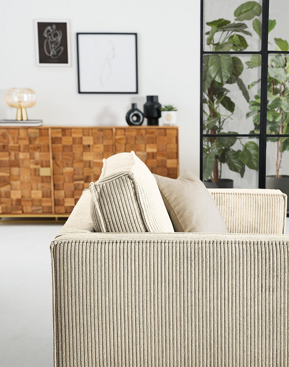 XL SESSEL - Beige/Schwarz, Textil/Metall (117/81/96cm) - home24