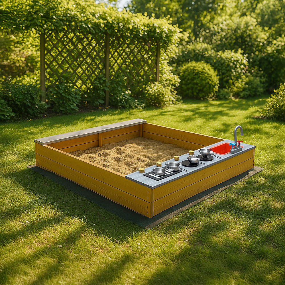 SANDKASTEN COOKY - Farbe: Holzfarbend - Braun, Holz (135/125/20cm) - Home Deluxe