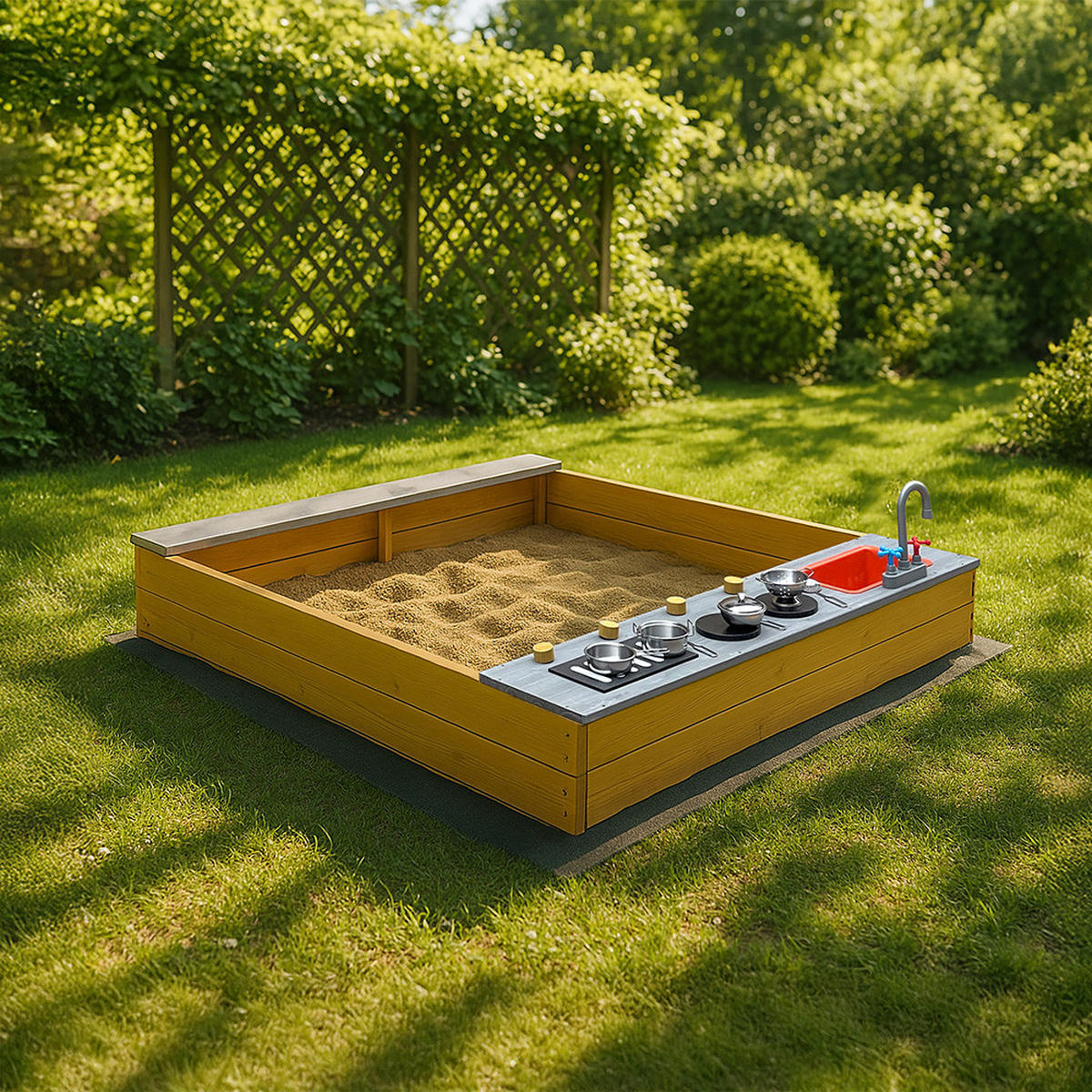 SANDKASTEN COOKY - Farbe: Holzfarbend - Braun, Holz (135/125/20cm) - Home Deluxe