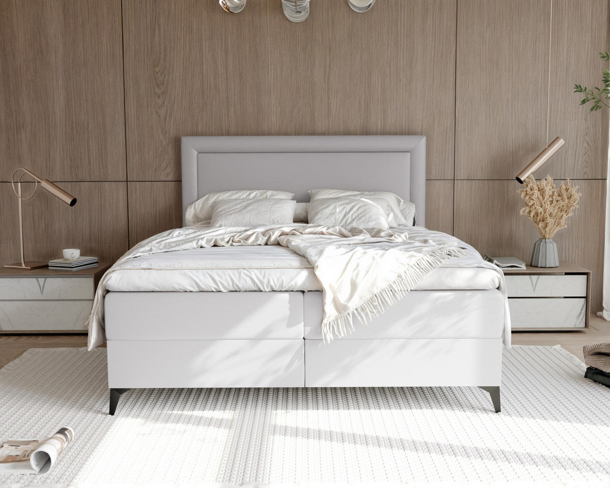 BOXBETT NERO 200/200 cm mit Matratze und Topper, Grau - Schwarz/Grau, Holzwerkstoff/Textil (200/200cm) - Idohome