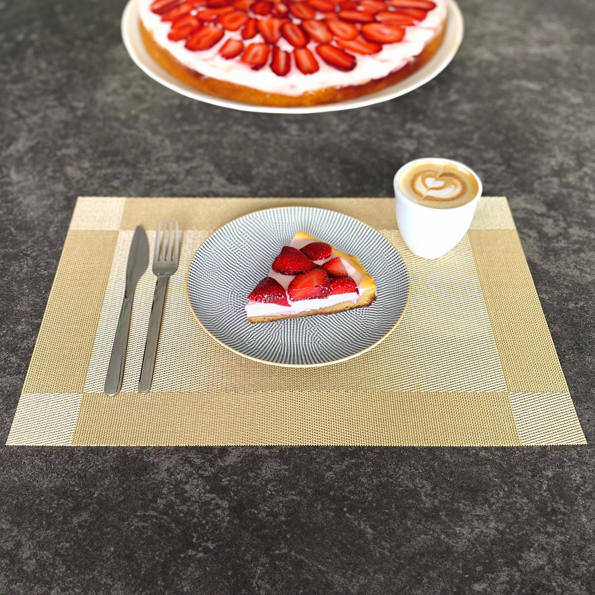 PLATZSET Untersetzer 45/30 cm (6er-Set) - Goldfarben, Kunststoff (45/30/0.16cm) - Intirilife