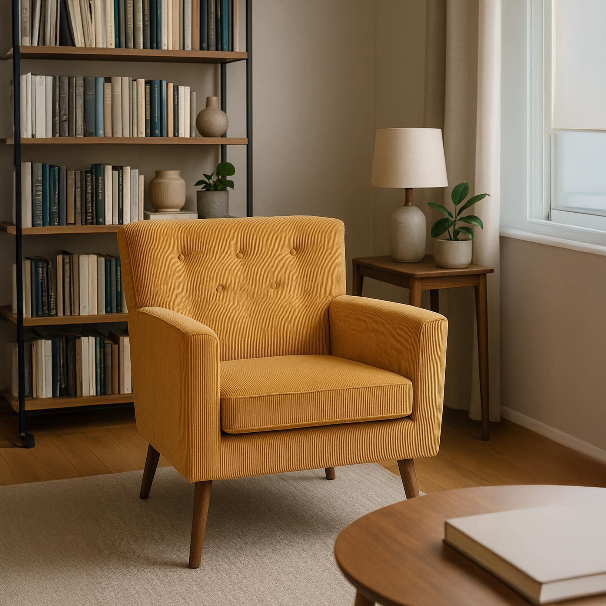 SESSEL Cord Orange - Braun/Orange, Holz/Textil (72/80/74cm) - CLP