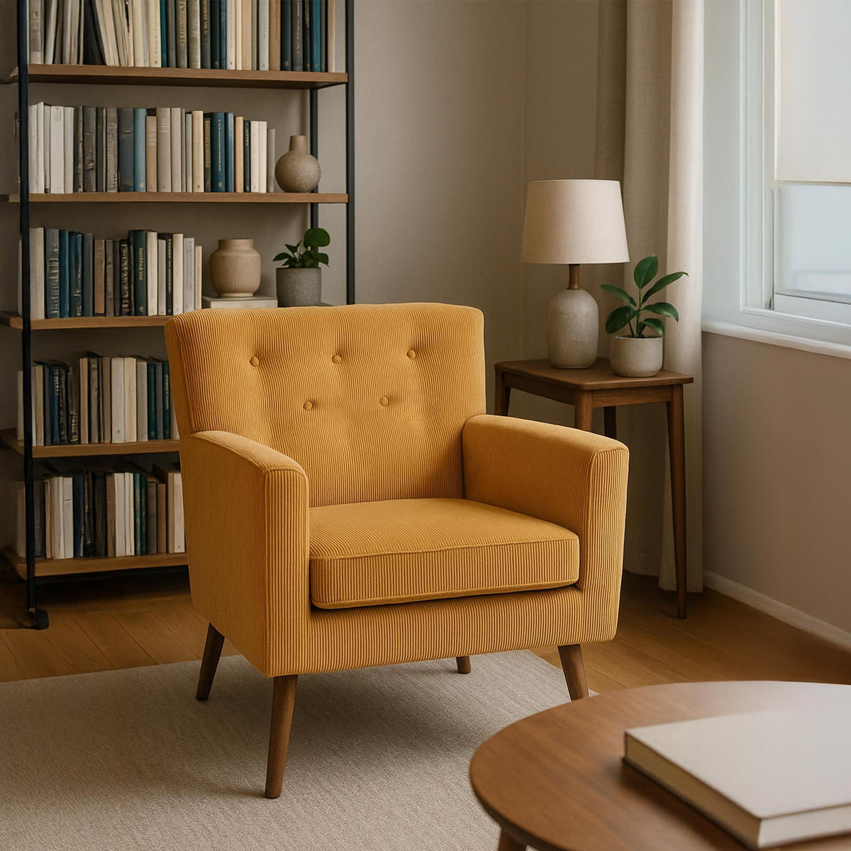 SESSEL Cord Orange - Braun/Orange, Holz/Textil (72/80/74cm) - CLP