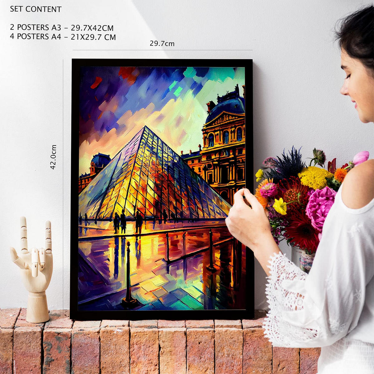 POSTER Set Mit 6 Winkel Im Ölgemälde Stil A3 & A4 Weißer Rahmen - Weiß, Papier (29/3cm) - Nacnic