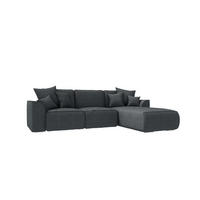 ECKSOFA GUSTO Cordstoff Graphitfarben Rechts inkl. Schlaffunktion - Chromfarben/Graphitfarben, Kunststoff/Textil (295/194cm) - 99rooms