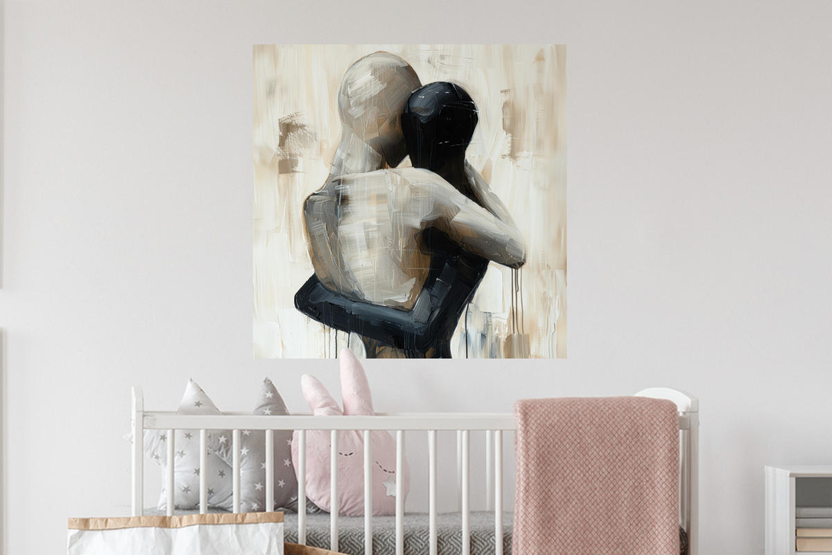 WANDTATTOO Abstrakt - Liebe - Schwarz und weiß - Modern 50x50 cm - Schwarz, Kunststoff (50/50/0.1cm) - MuchoWow