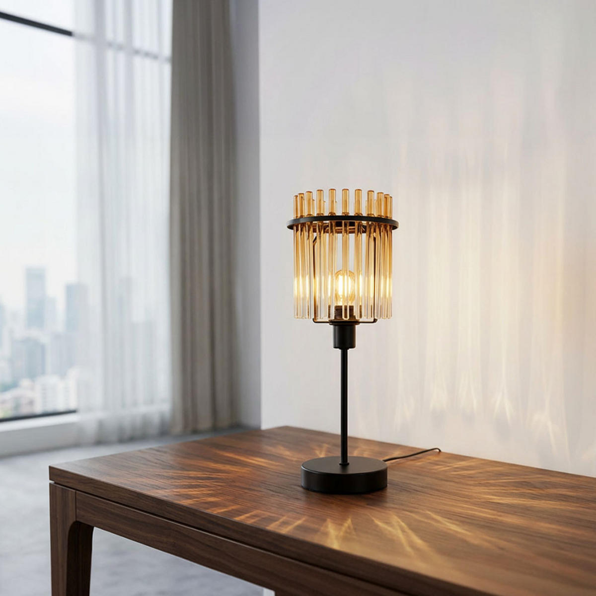 LED TISCHLEUCHTE Metall Orange - Orange, Glas (15/15/37.5cm) - Globo Lighting