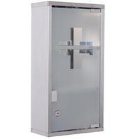 MEDIZINSCHRANK mit 3 Fächer, Edelstahl, Silber, 25 x 12 x 48 cm - Silberfarben, Glas (12/48/25cm) - HOMCOM