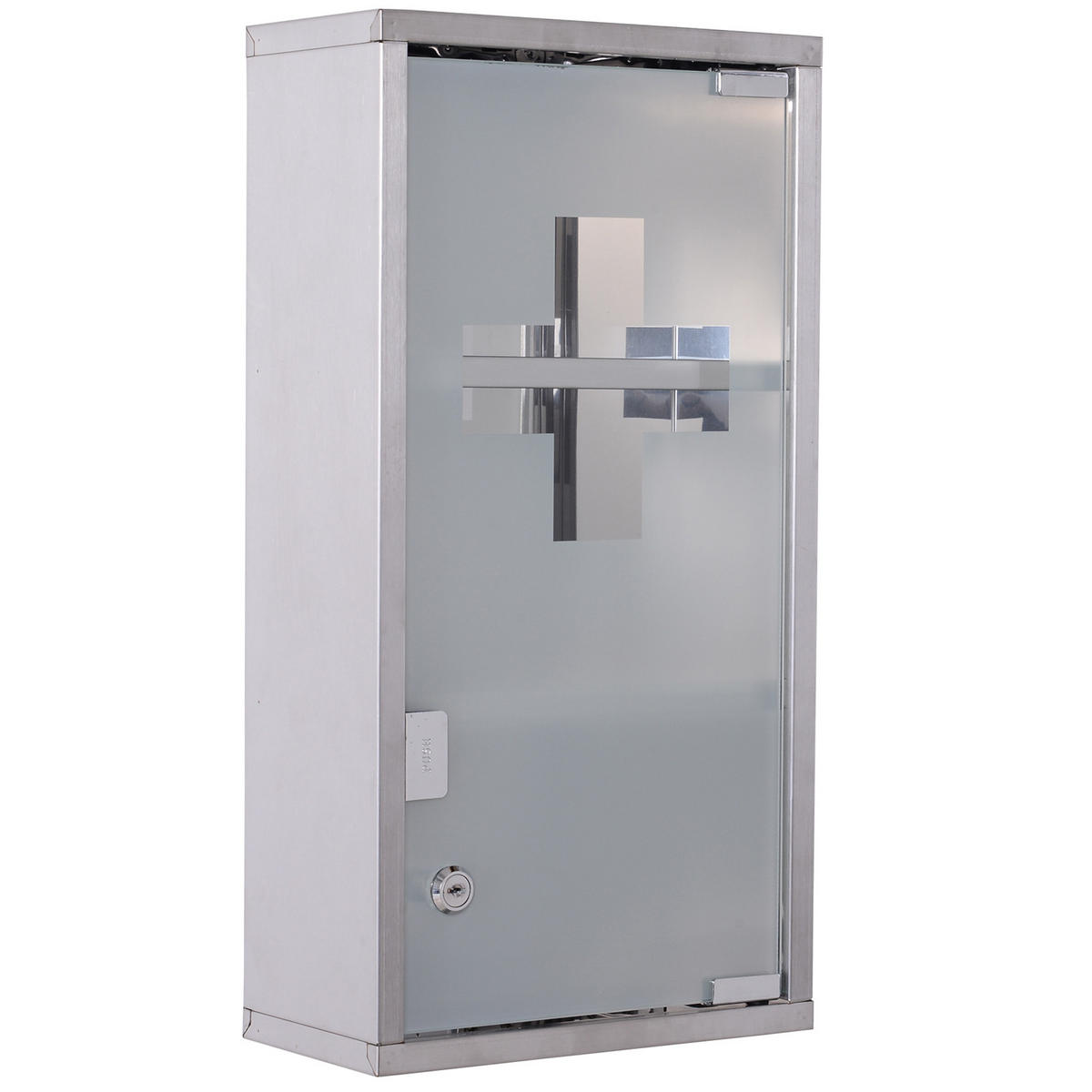 MEDIZINSCHRANK mit 3 Fächer, Edelstahl, Silber, 25 x 12 x 48 cm - Silberfarben, Glas (12/48/25cm) - HOMCOM