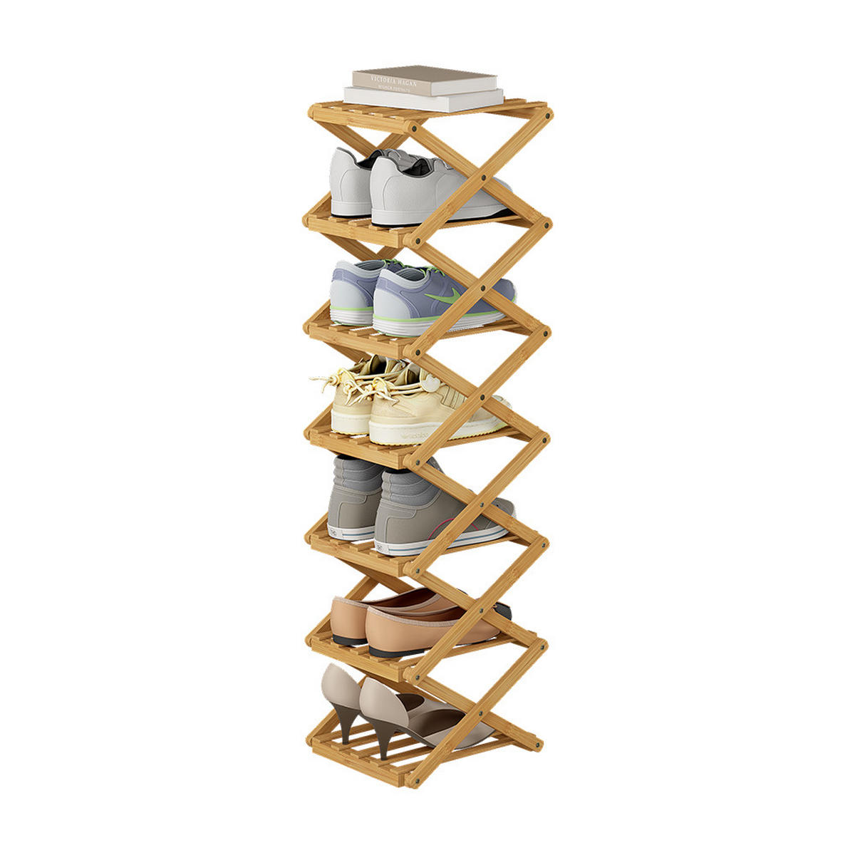 ORGANIZATOR ZA OBUĆU Ziggy Bambus 26 x 100.5 cm sa 7 pretinaca - zelena, drvni materijal (26/100.5/26.5cm) - Vicco