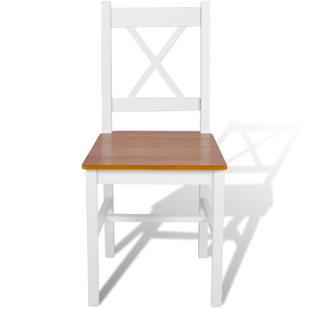 STUHL-SET 4Stk. 41.4*85.5*45.5 - Weiß/Kieferfarben, Holz (41.4/85.5/45.5cm) - ZMH