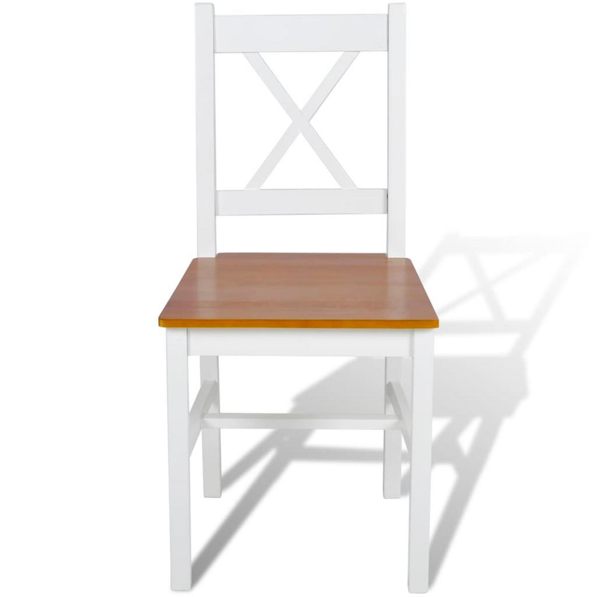 STUHL-SET 4Stk. 41.4*85.5*45.5 - Weiß/Kieferfarben, Holz (41.4/85.5/45.5cm) - ZMH