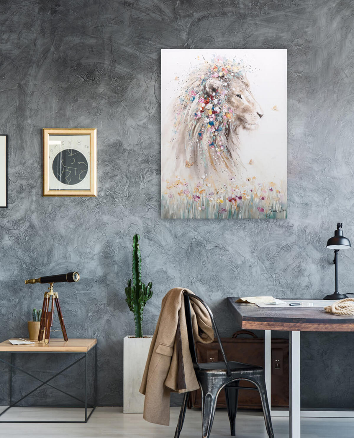 OLEJOMAĽBA 75/100 cm, Zvieratá - taupe/béžová, drevo/textil (75/100cm) - KUNSTLOFT