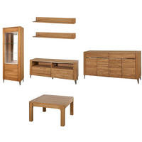 WOCHNZIMMER-SET Latina Honig Eiche 6-teilig - Honigeiche/Braun, Holz/Metall (405/200/42cm) - Feldmann-Wohnen
