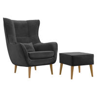 SESSEL Estjano mit Fußbank - Beige/Grau, Holz/Textil (80/106/95cm) - MIRJAN24